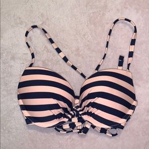 Pink & navy bikini top